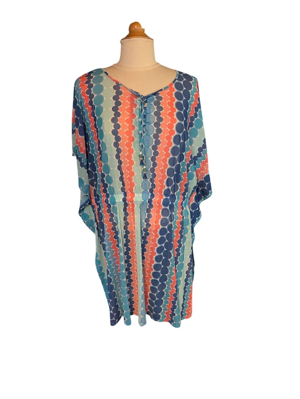Perfectly Palm Beachwear Suit Cover Multicolor Loose Fit Sheer Size Large